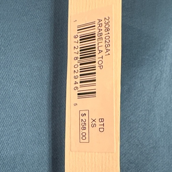 Trina Turk Teal Blouse with Fringe Sleeves - Picture 4 of 6